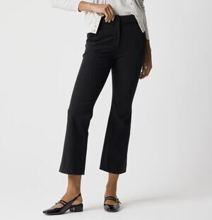 J.Crew Petite Kelsey Cotton-Blend Flare Pants WMNS 6P Black Stretch Cropped Leg